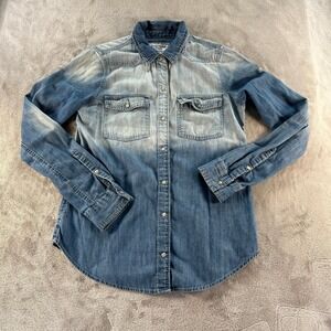 Abercrombie & Fitch Womens S Ombre Denim Shirt Button Down Long Sleeve Western